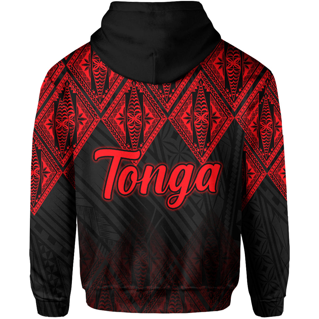 Tonga Zip Hoodie Ngatu Black and Red Style LT6 - Polynesian Pride
