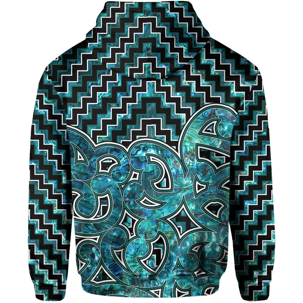 New Zealand Zip Hoodie Maori Graphic Tee patterns Paua Shell LT6 - Polynesian Pride