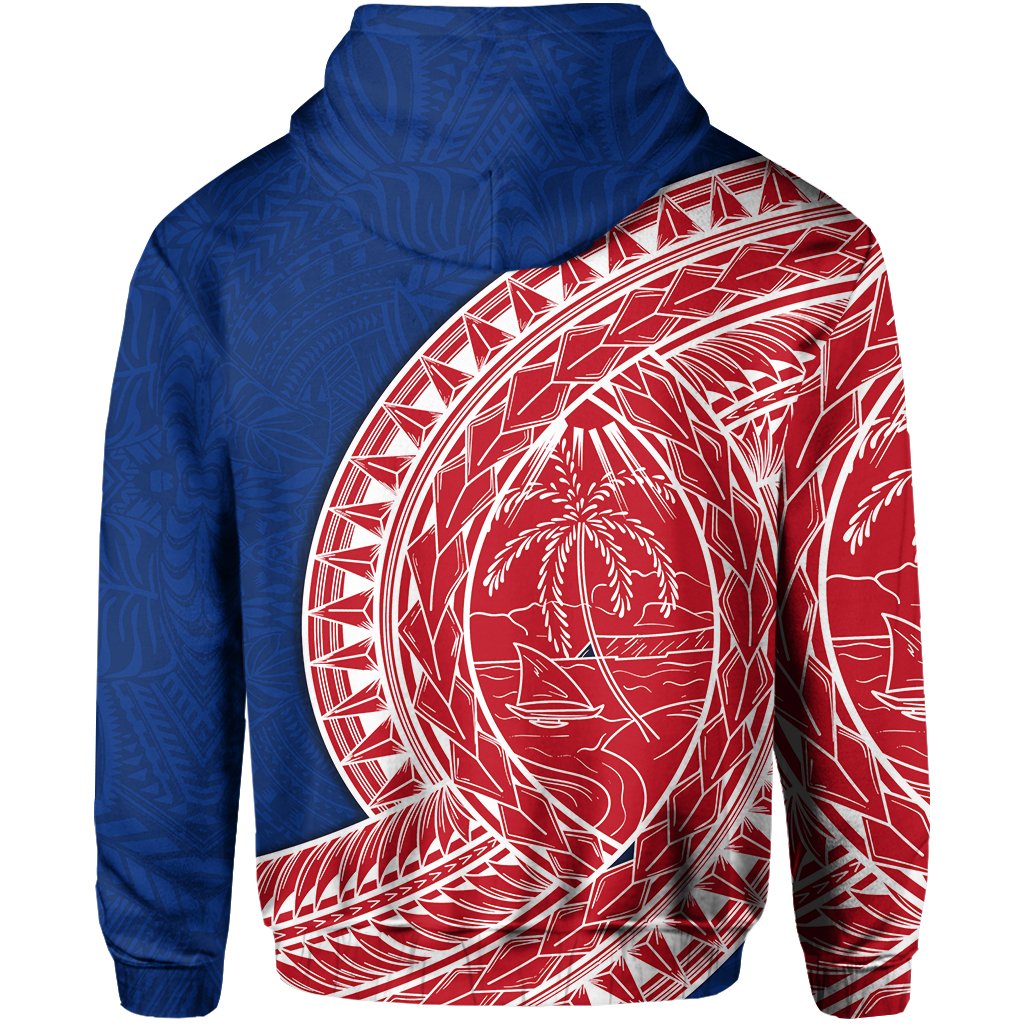 Guam Zip Hoodie Rugby Version Coat of Arms Polynesian - Polynesian Pride