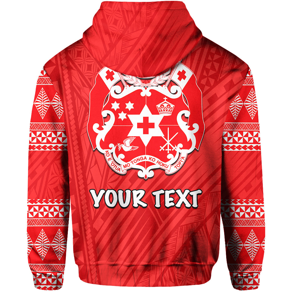 Custom Tonga Zip Hoodie Ngatu Red Style LT6 - Polynesian Pride