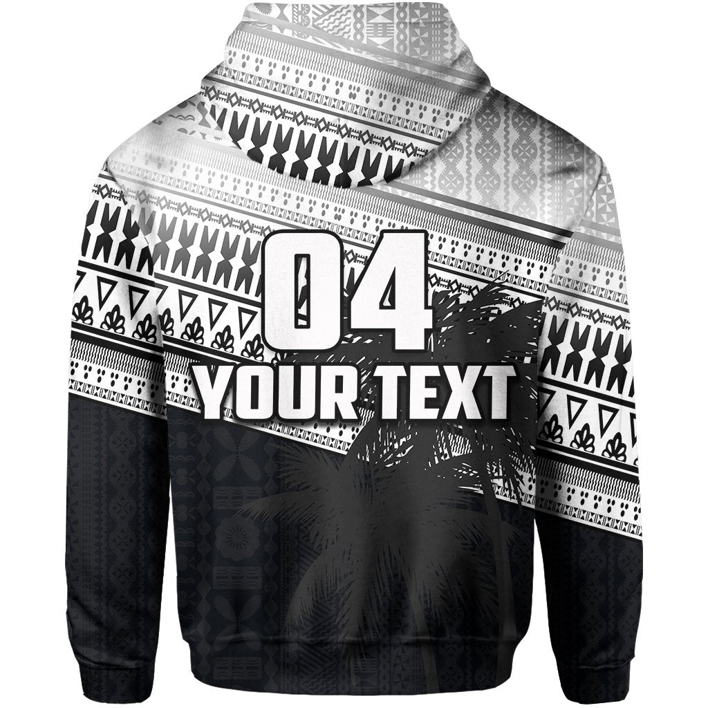 Custom Fiji Rugby Makare and Tapa Patterns Hoodie Black - Polynesian Pride