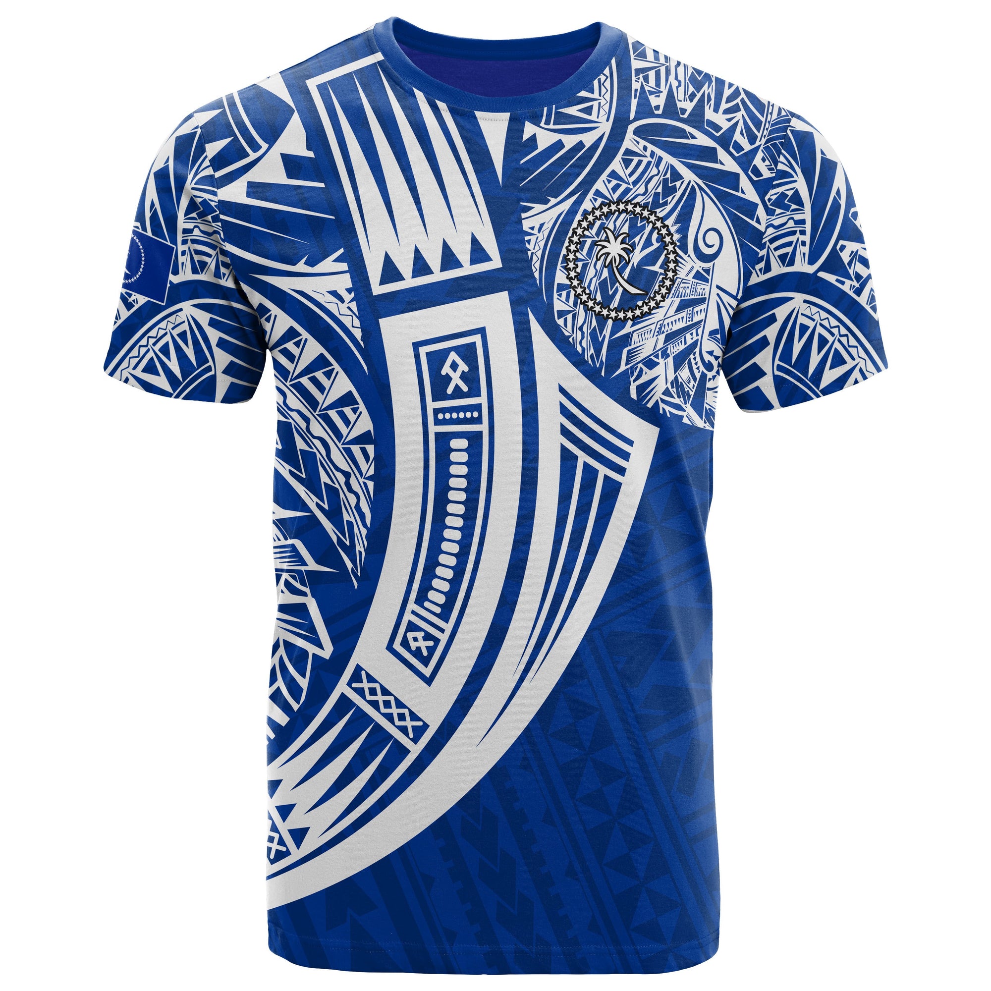 Chuuk Micronesia T Shirt Tribal Tattoo Unisex Blue - Polynesian Pride