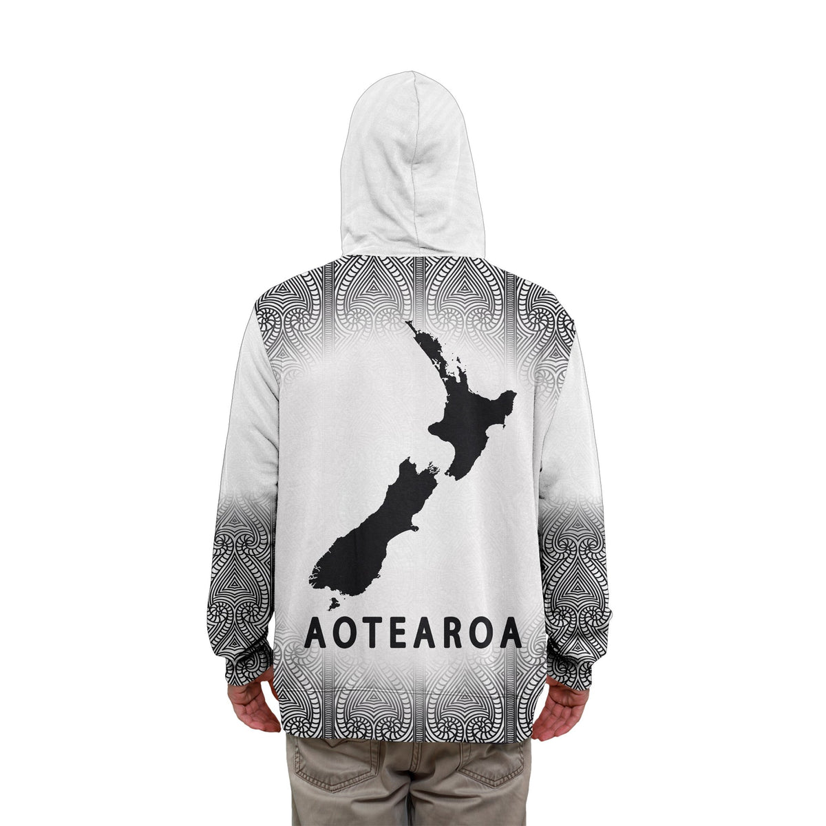 Aotearoa Maori Hoodie Silver Fern Map - Polynesian Pride