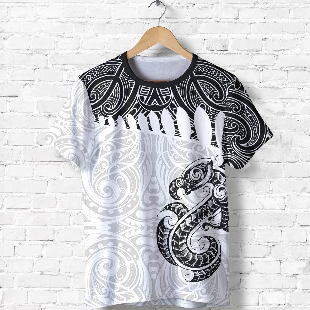 Aotearoa T Shirt Maori Manaia White Unisex Black - Polynesian Pride