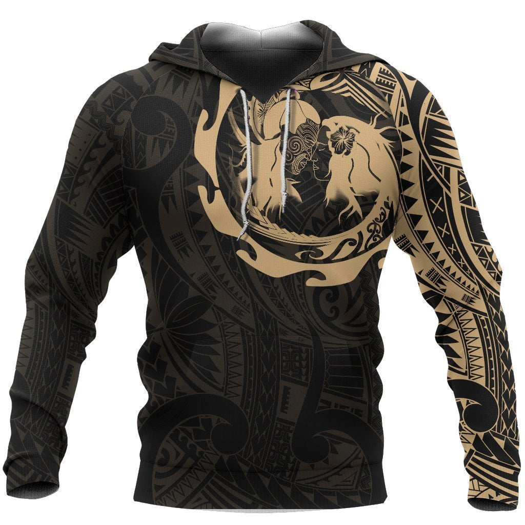 Aotearoa Hoodie Maori Hongi Tattoo Pullover Hoodie Unisex Black - Polynesian Pride