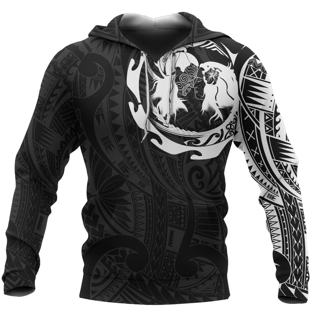 Hongi Tattoo Hoodie Aotearoa Maori Unisex Black - Polynesian Pride