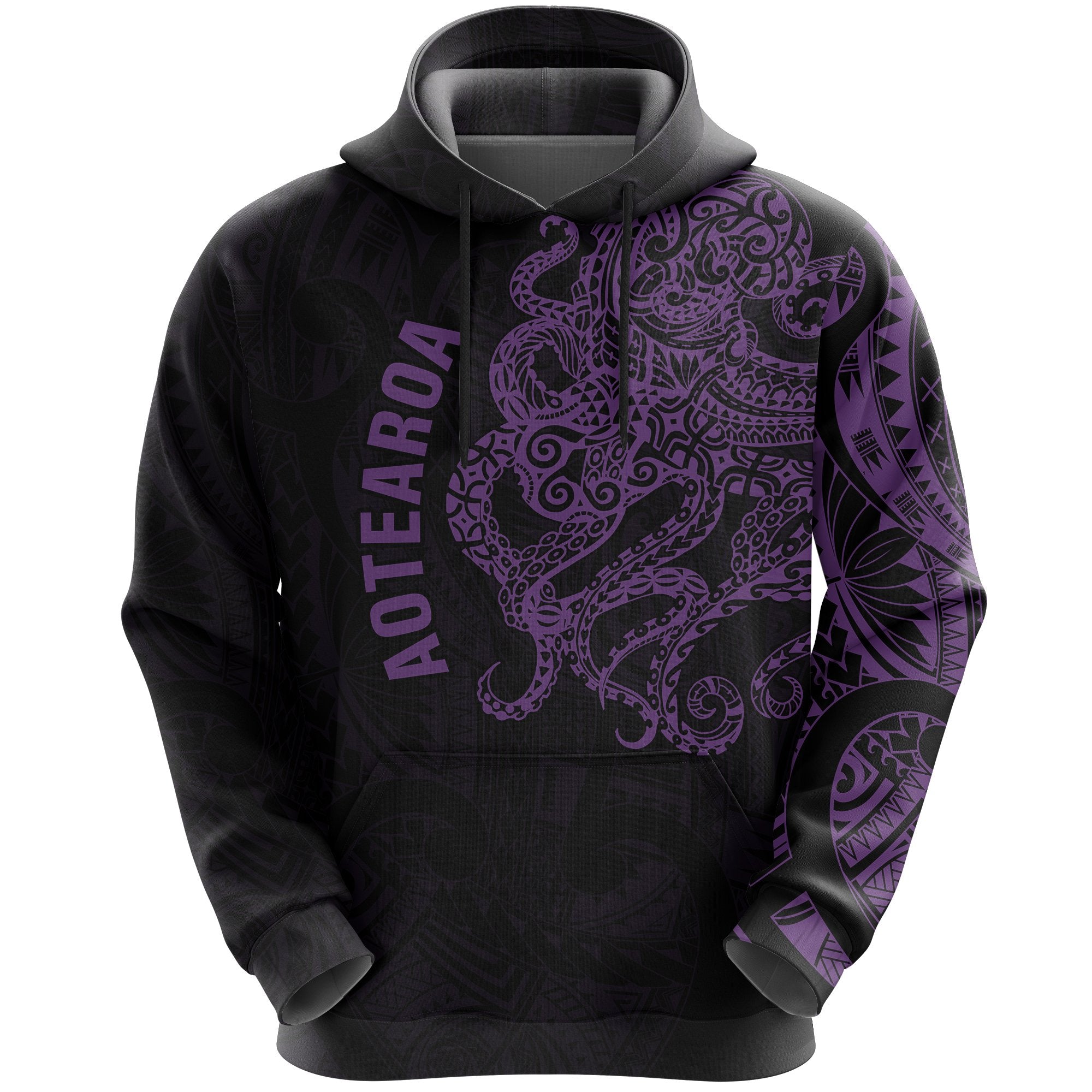 Aotearoa Hoodie Octupus Maori Unisex Black - Polynesian Pride