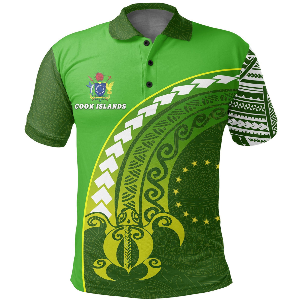 Cook Islands Polo Shirt, Turtle Polynesian Wave Style - Polynesian Pride