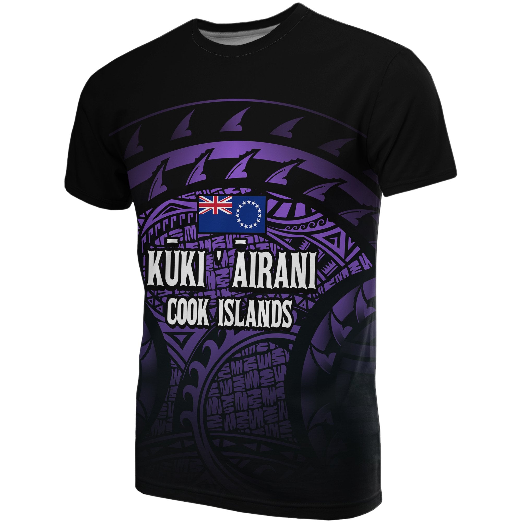 Cook Islands T Shirt National Flag Polynesian Turtle Tattoo (Purple) Unisex Purple - Polynesian Pride