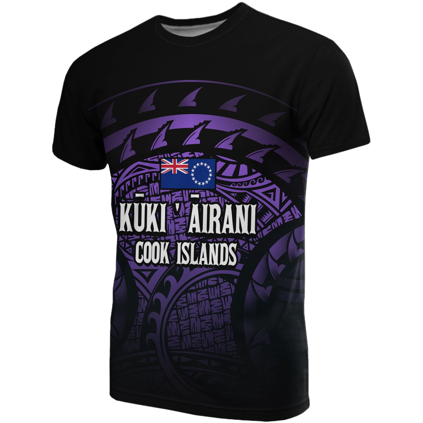 Cook islands Turtle T Shirt (Purple) Unisex Black - Polynesian Pride