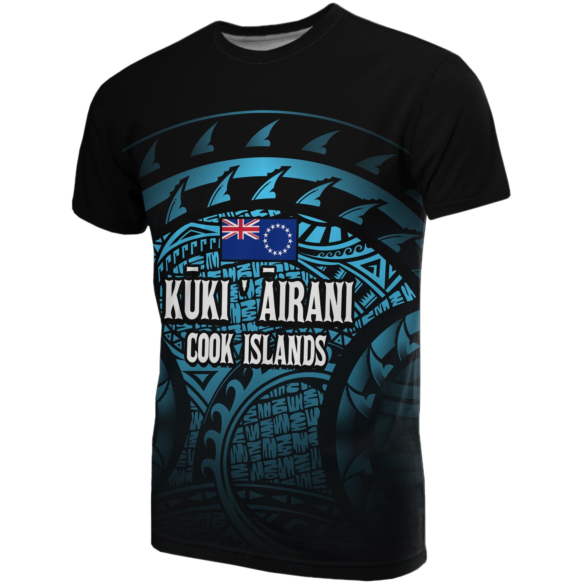 Cook islands Turtle T Shirt (Turquoise) Unisex Black - Polynesian Pride
