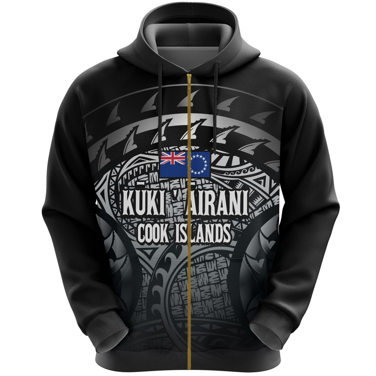 Cook Islands Turtle Zip Hoodie (Gray) Unisex Gray - Polynesian Pride