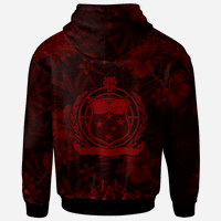 Samoa Polynesian Zip up Hoodie Keep Calm Style Red Patterns - Polynesian Pride