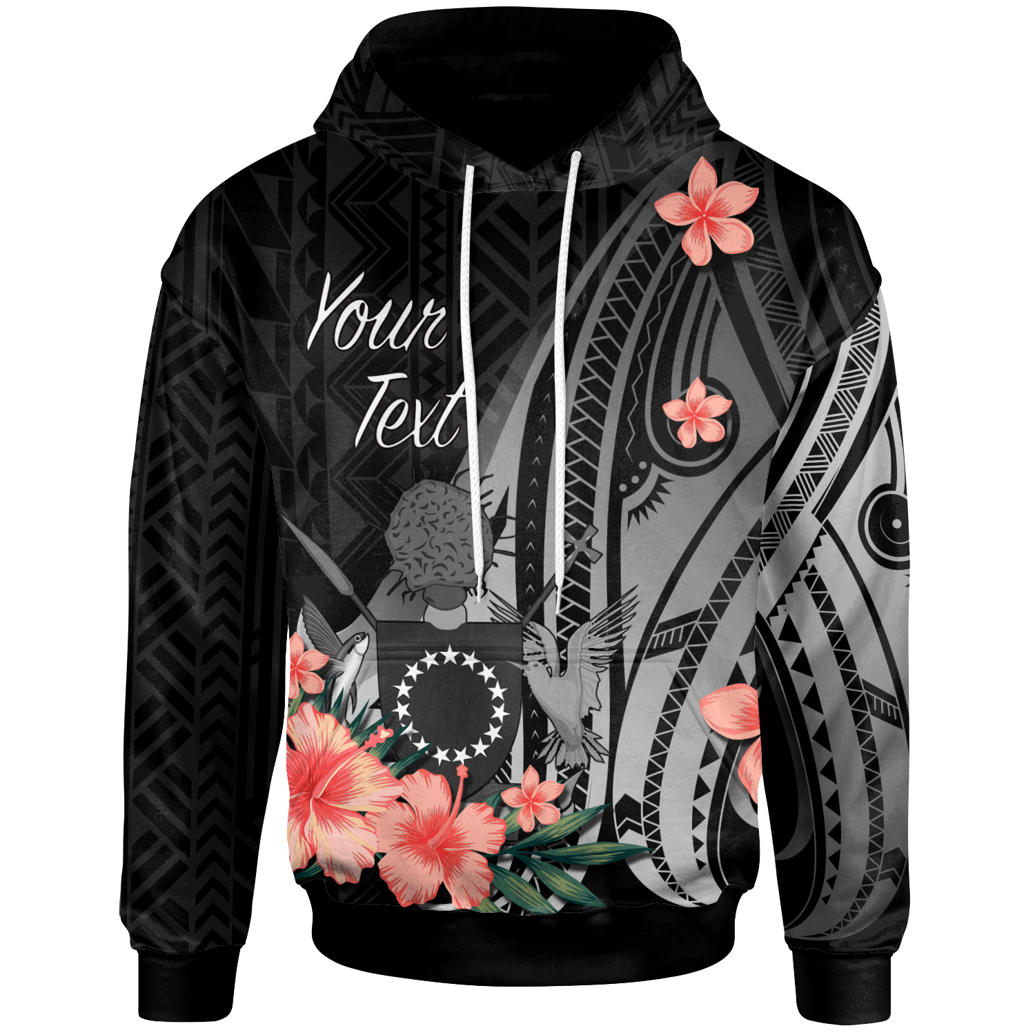 Cook Islands Custom Hoodie Polynesian Hibiscus Pattern Style Unisex Black - Polynesian Pride