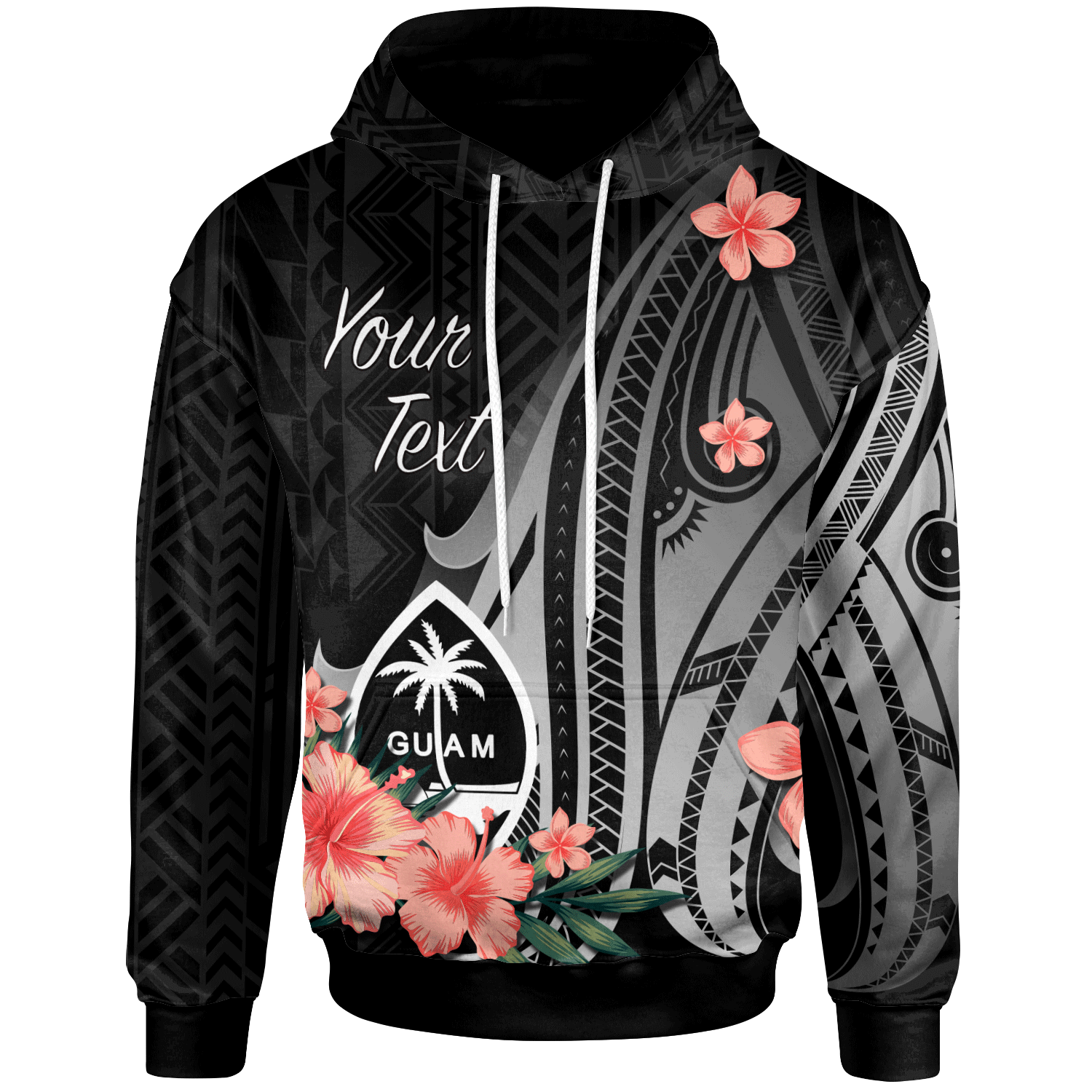 Guam Custom Hoodie Polynesian Hibiscus Pattern Style Unisex Black - Polynesian Pride