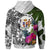 Niue Hoodie White Turtle Plumeria Banana Leaf - Polynesian Pride