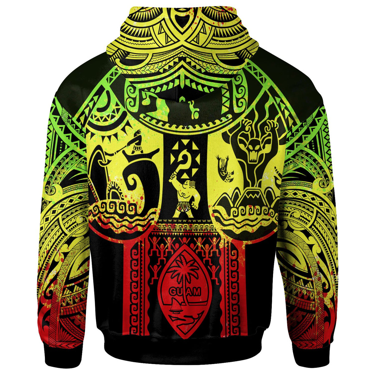 Polynesian Hoodie Guam Flag, Seal with Maui Moana Tattoo - Polynesian Pride