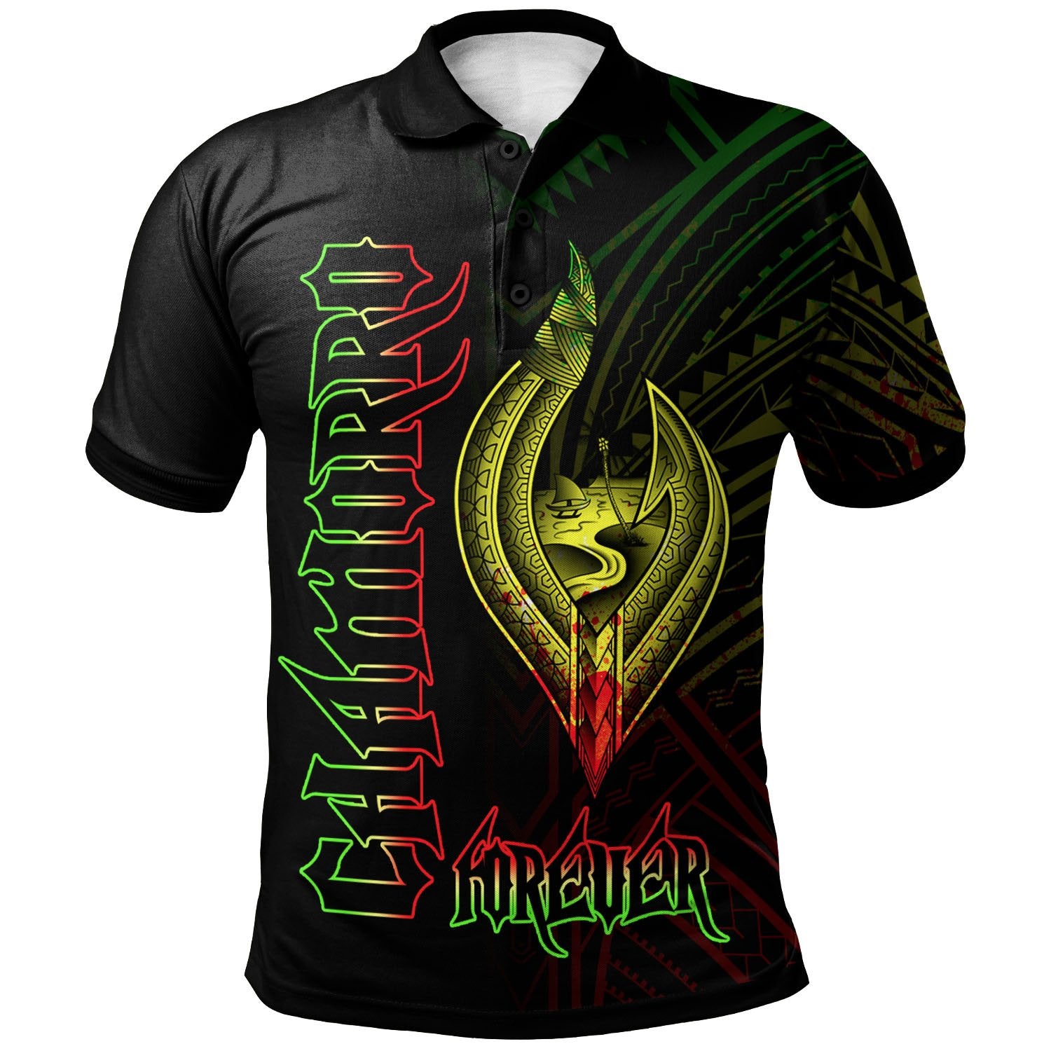 Guam Polo Shirt Chamorro Forever Reggae Color Unisex Black - Polynesian Pride