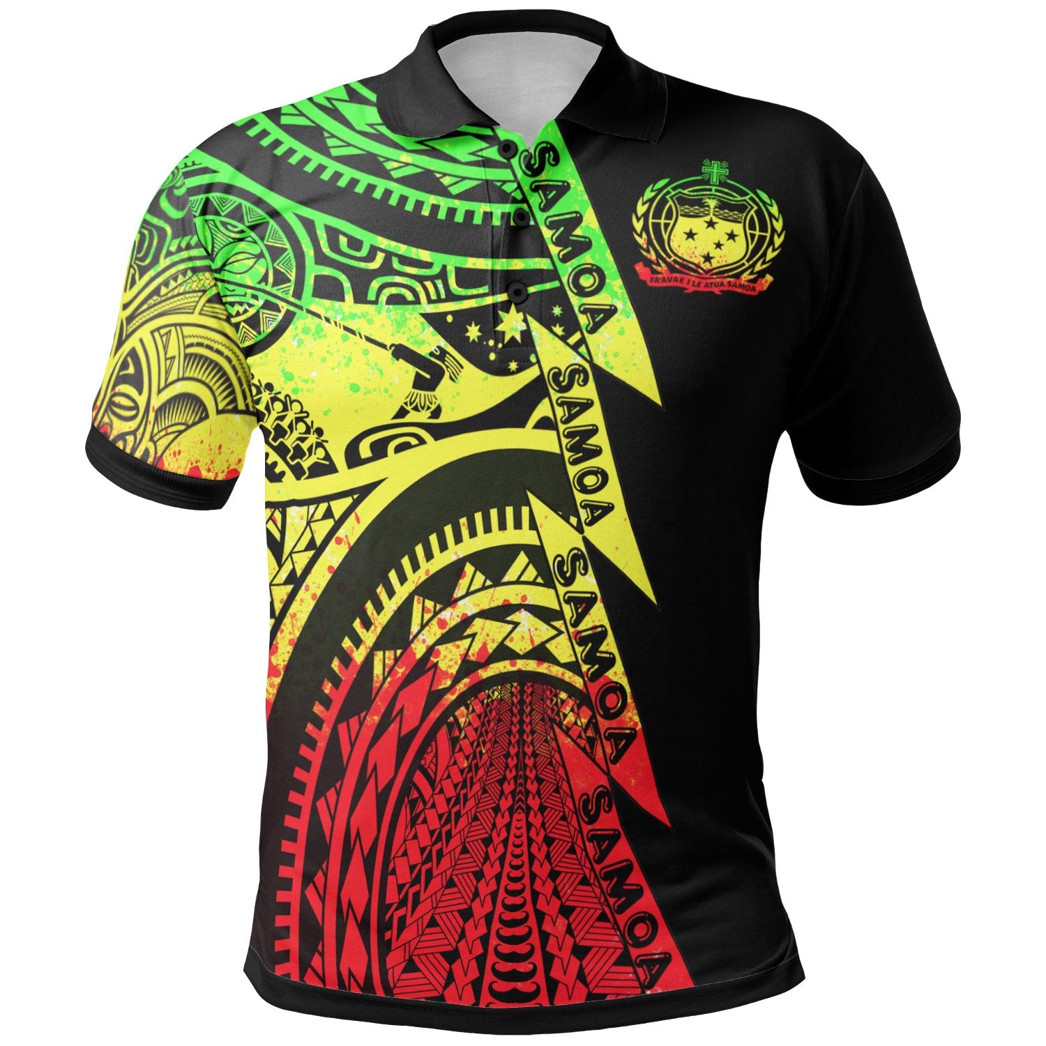 Samoa All Over Polo Shirt Samoa Coat Of Arms Reggae New Unisex Reggae - Polynesian Pride