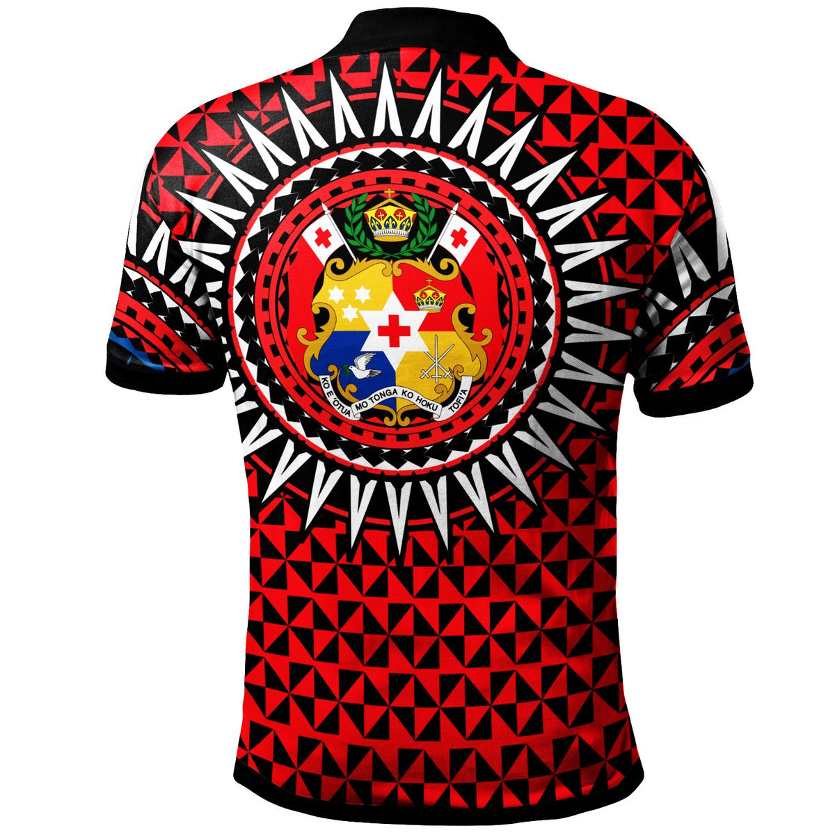 Tonga Polo Shirt Tongan Manulua Pattern Red Black Color - Polynesian Pride