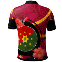 Papua New Guinea Polo Shirt Eastern Highlands Flag of PNG with Hibicus and Polynesian Culture Polo Shirt - Polynesian Pride