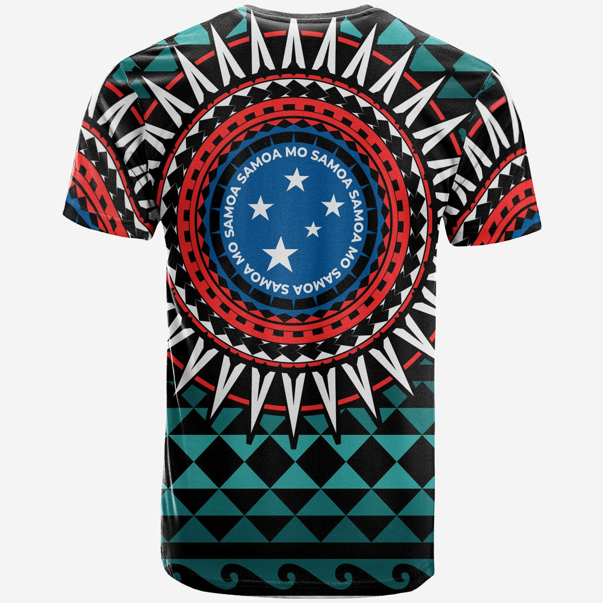 Samoa T Shirt Polynesian Blue Tribal Seamless Pattern - Polynesian Pride