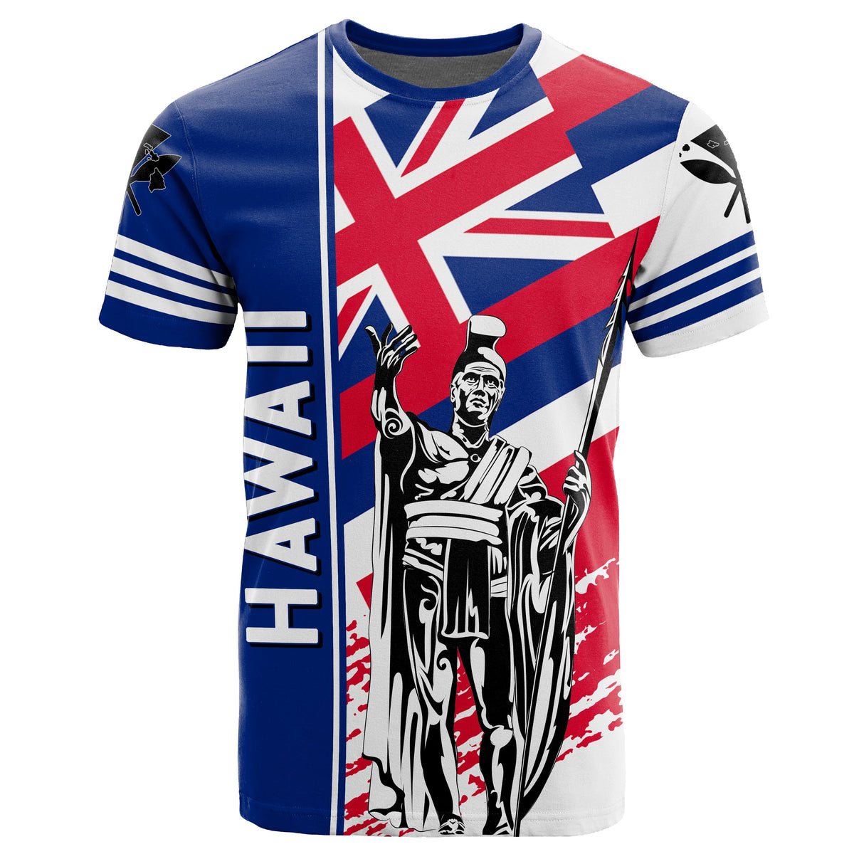 Hawaii T Shirt Hawaiian Kanaka T Shirt Flag Nation Quarter Style White - Polynesian Pride