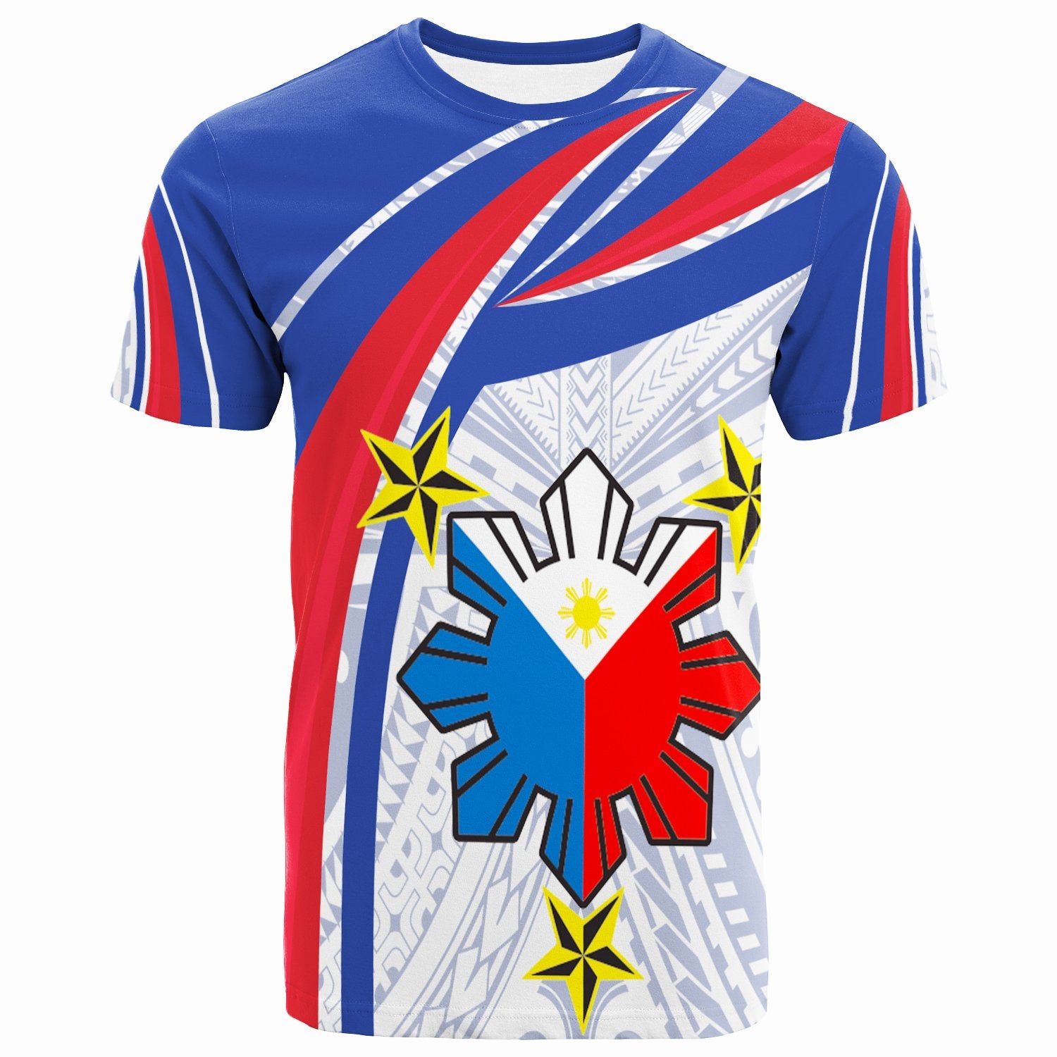 Philippines T Shirt Polynesian Pattern With Flag Unisex Blue - Polynesian Pride