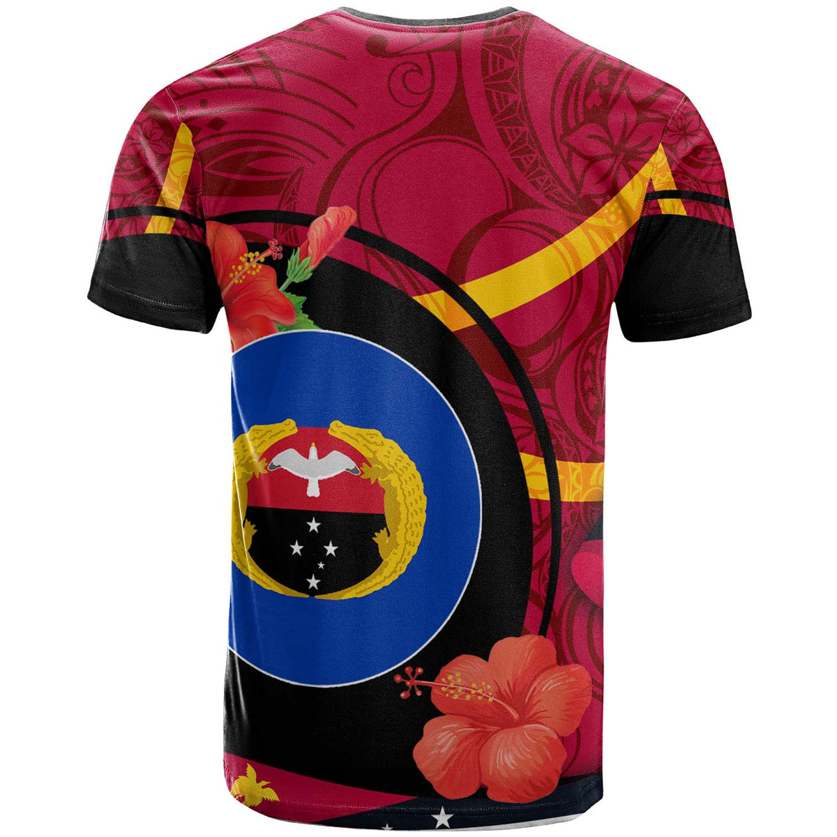 Papua New Guinea T Shirt Gulf Province Flag of PNG with Hibicus and Polynesian Culture T Shirt - Polynesian Pride