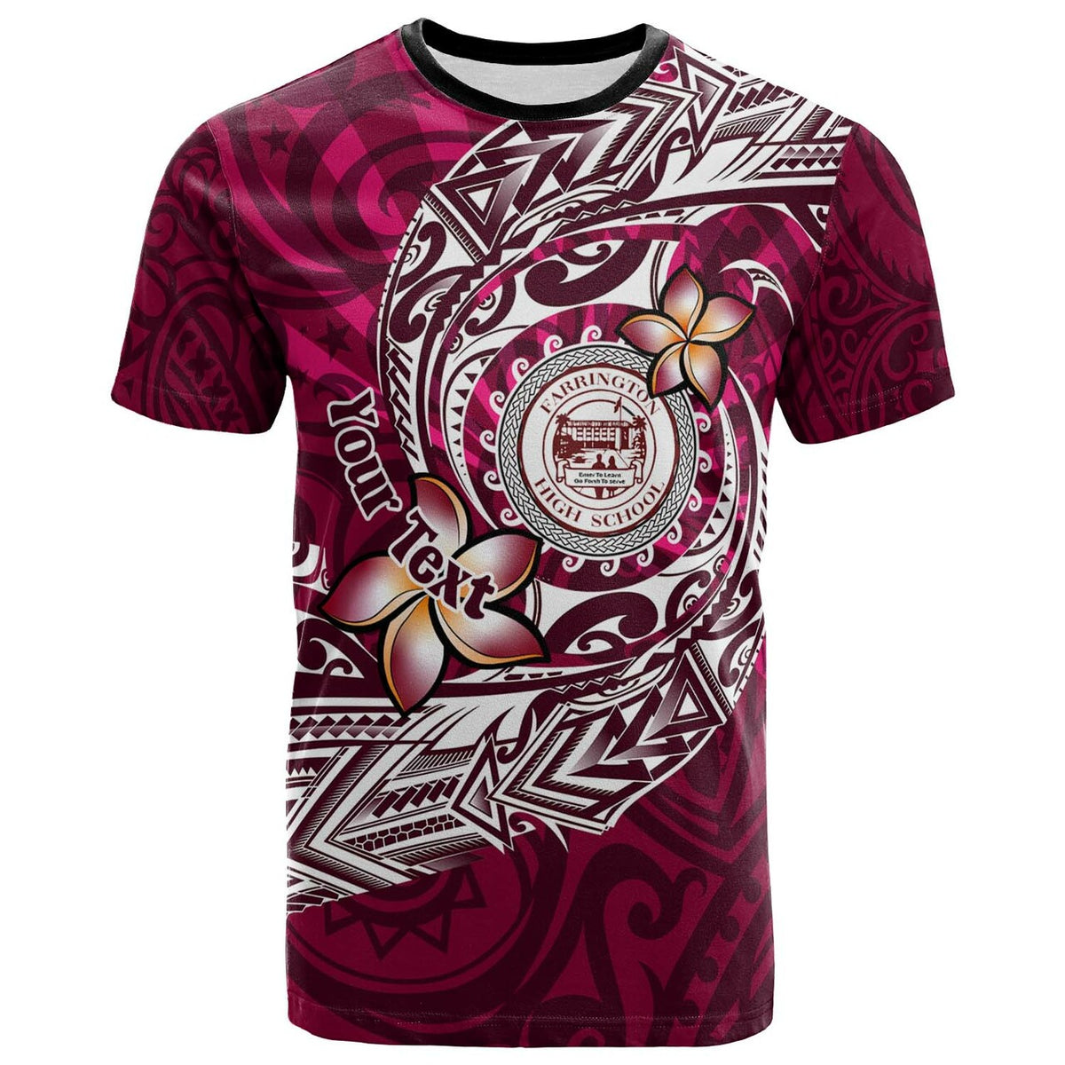 Hawaii Custom T Shirt Farrington High School Maroon Polynesian Patterns LT10 - Polynesian Pride