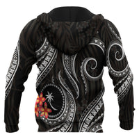 Chuuk Micronesian Hoodie Black Plumeria - Polynesian Pride