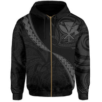 Hawaiian Kanaka Hoodie (Zipper) Mano Kihikihi Gray - Polynesian Pride