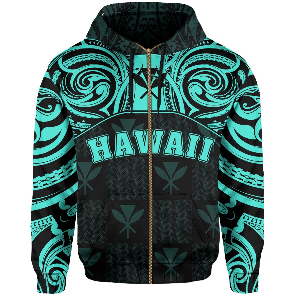 Hawaiian Kanaka Hoodie Demodern Turquoise - Polynesian Pride