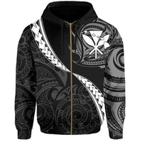 Hawaiian Kanaka Hoodie (Zipper) Mano Kihikihi White - Polynesian Pride