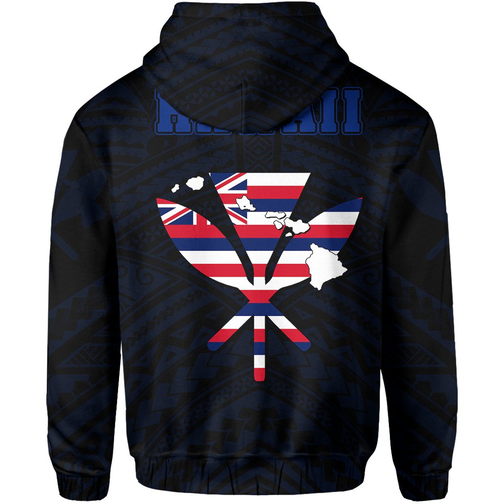 Hawaiian Kanaka Hoodie (Zipper) Heart Tattoo Blue - Polynesian Pride