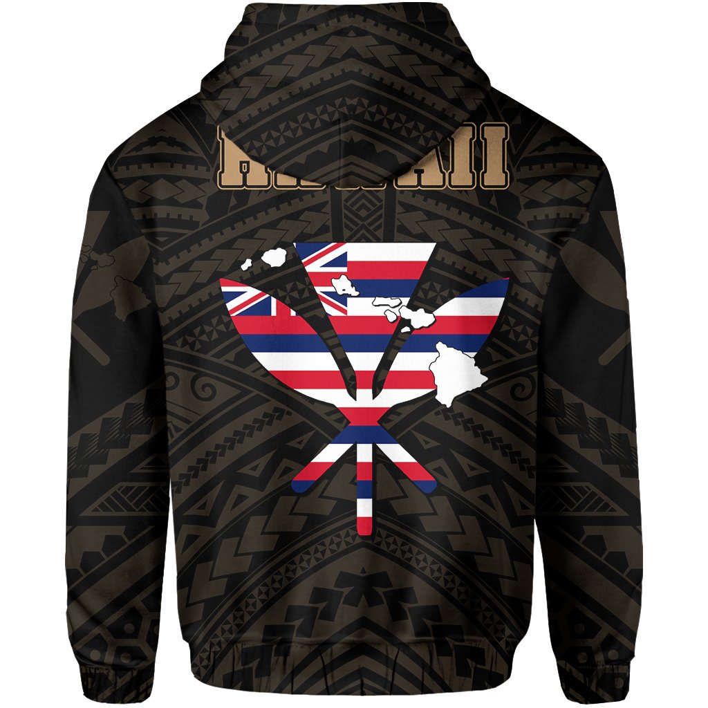 Hawaiian Kanaka Hoodie (Zipper) Heart Tattoo Gold - Polynesian Pride