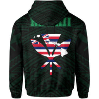 Hawaiian Kanaka Hoodie (Zipper) Heart Tattoo Green - Polynesian Pride