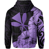 Hawaii Turtle Hoodie (Zipper) Polynesian Hibiscus Art Ver 2.0 Violet - Polynesian Pride
