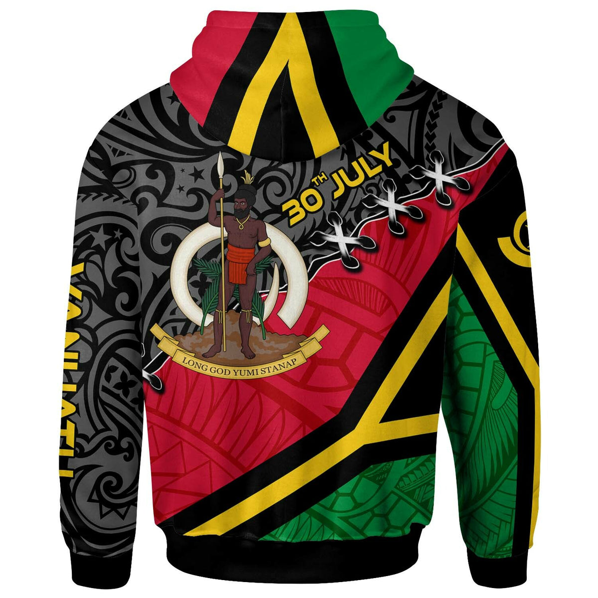 Vanuatu Hoodie Custom Vanuatu Independence Anniversary with Coat of Arms and Polynesian Hoodie LT10 - Polynesian Pride