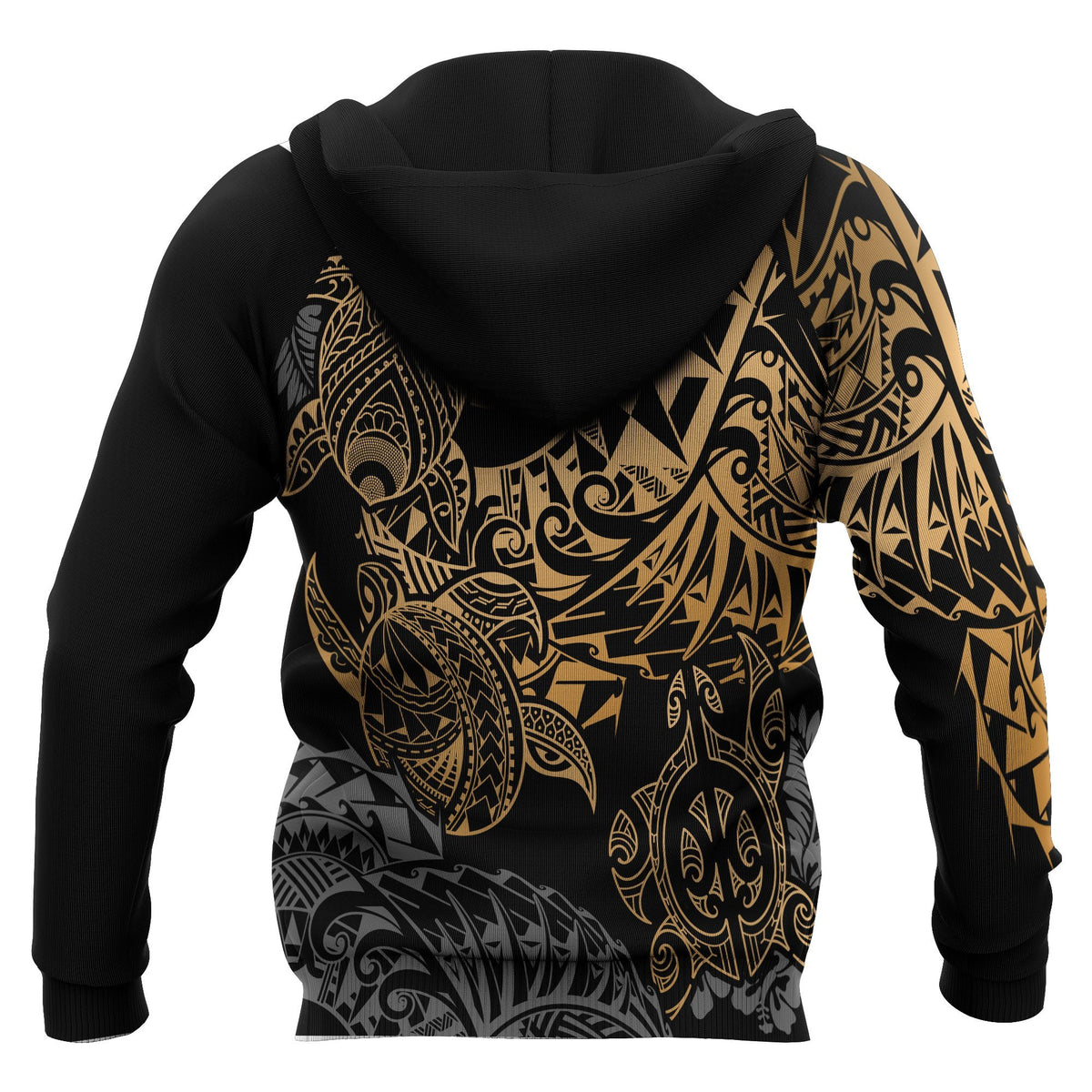 Samoa Polynesian Hoodie Gold Turtle Flowing - Polynesian Pride
