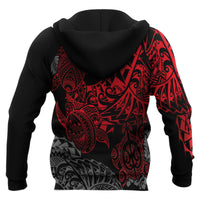 Guam Polynesian Hoodie Red Turtle Flowing - Polynesian Pride