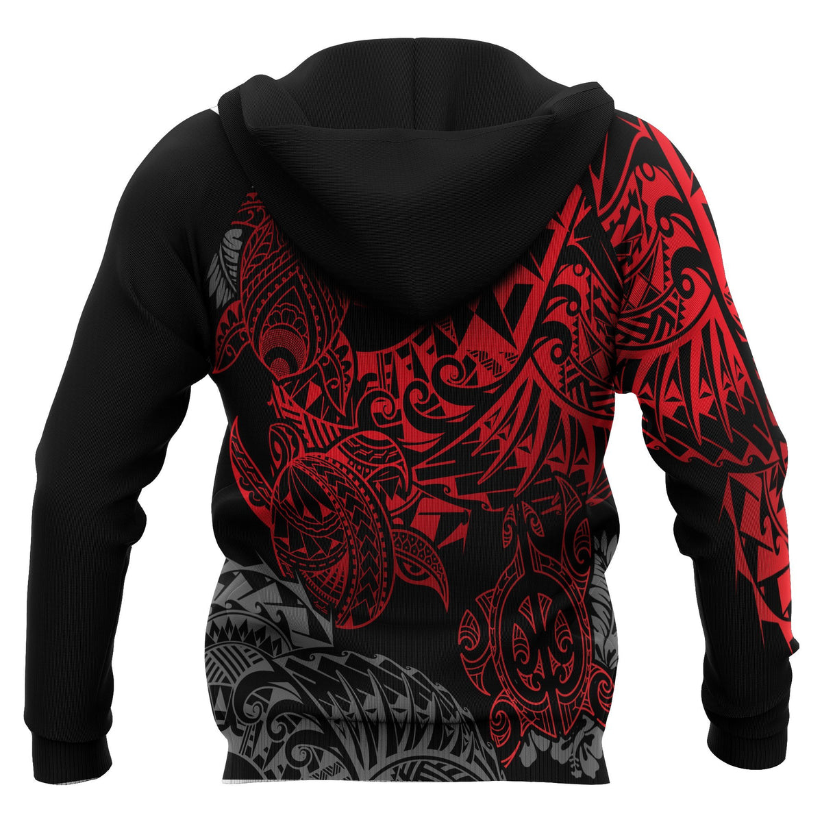 Guam Polynesian Zip up Hoodie Red Turtle Flowing - Polynesian Pride
