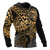 American Samoa Polynesian Zip up Hoodie Gold Turtle Hibiscus Flowing - Polynesian Pride