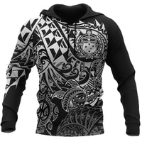 Samoa Polynesian Hoodie White Turtle Flowing Unisex White - Polynesian Pride