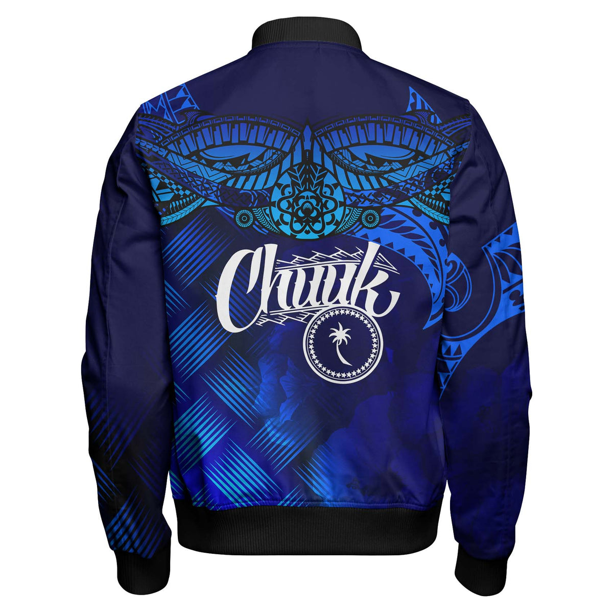 Chuuk Polynesian Sleeve Zip Bomber Jacket - Lauhala Coat Of Arms - Polynesian Pride