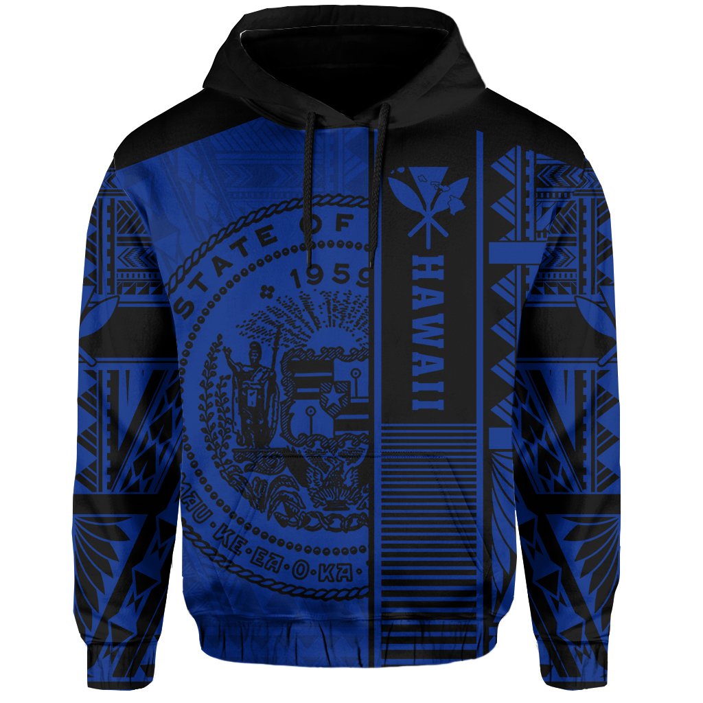 Polynesian Seal of Hawaii Hoodie Blue NRP Style - Polynesian Pride