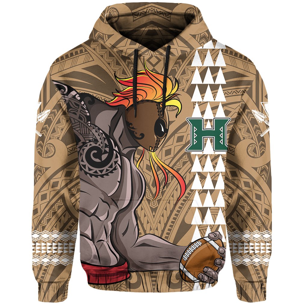 Polynesian Warrior Helmet Football Kanaka Kakau Hawaii Hoodie Gold - Polynesian Pride