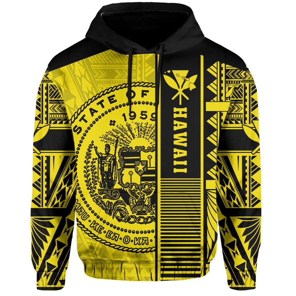Polynesian Seal of Hawaii Hoodie Yellow NRP Style - Polynesian Pride