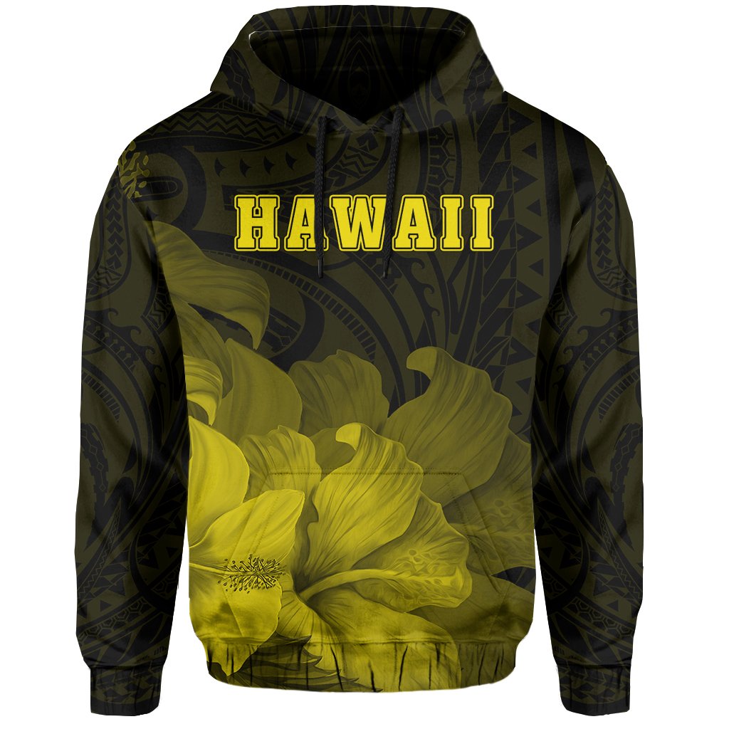 Tropic Hibiscus Seal of Hawaii Hoodie Yellow - Polynesian Pride