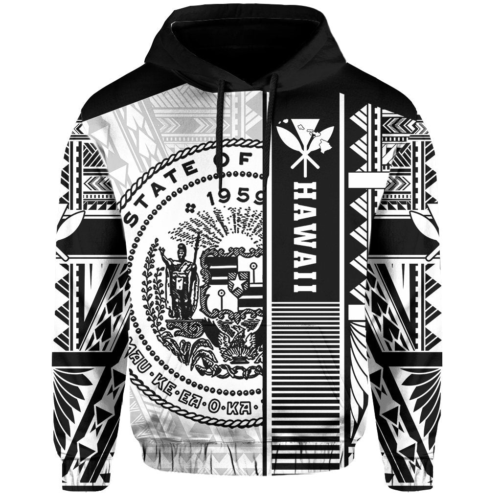 Polynesian Seal of Hawaii Hoodie White NRP Style - Polynesian Pride